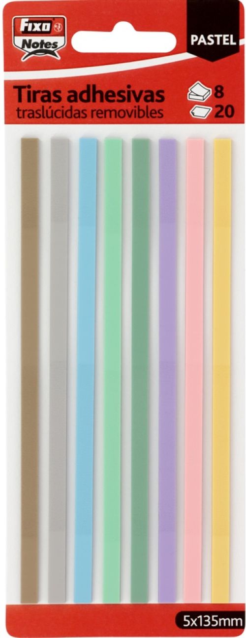 BLISTER 8 TIRAS ADHESIVAS TRANSLUCIDAS 5X135MM PASTEL