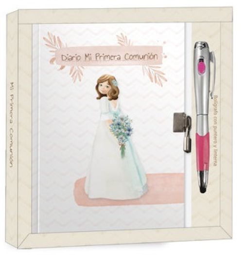 DIARIO DE COMUNIÓN PARA NIÑAS + BOLÍGRAFO MULTIFUNCIÓN