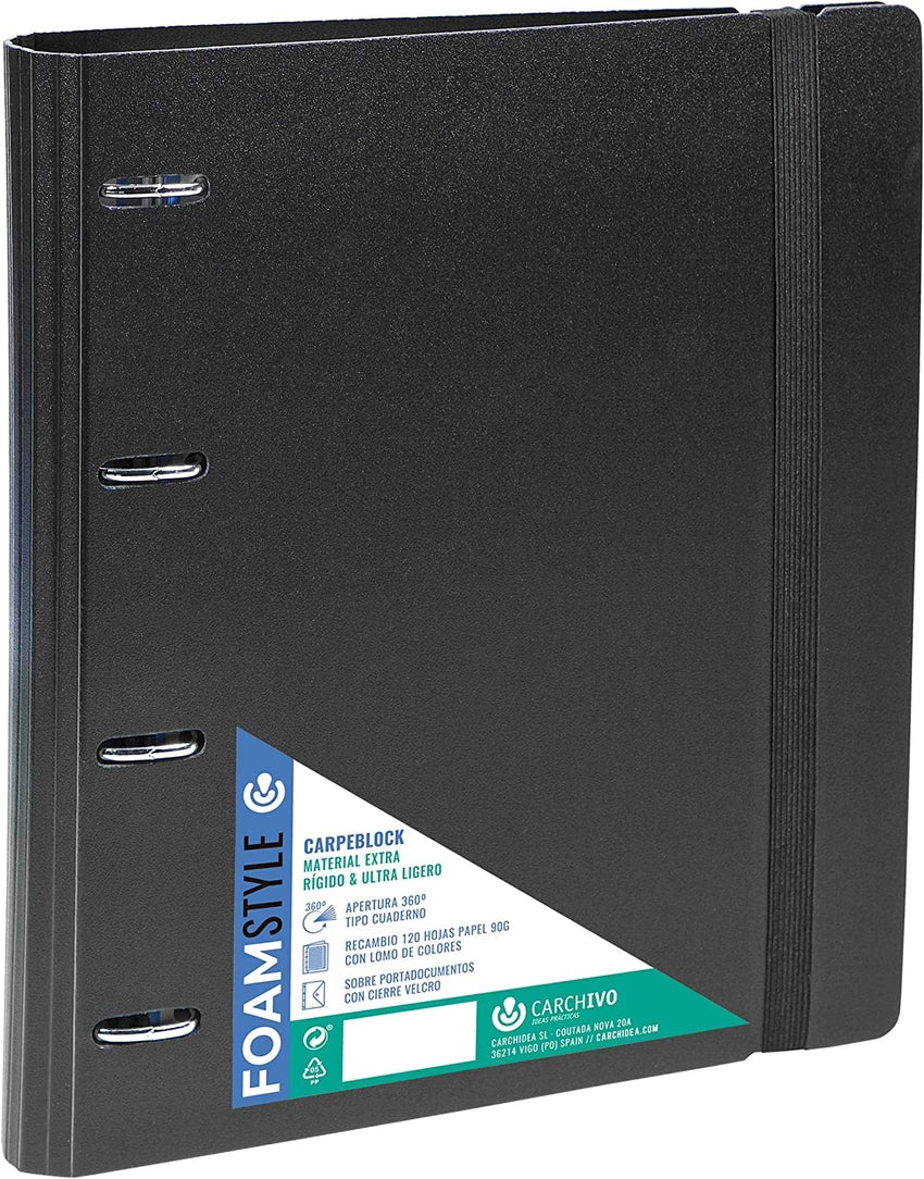CARPEBLOCK FOAM STYLE NEGRO A4+ 4 ANILLAS 35MM CON RECAMBIO