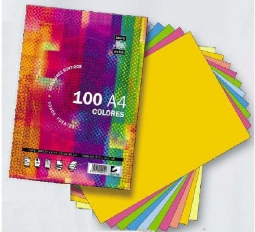 Paquete A4 100H 80G TAURUS-EXTRA COLOR 10X10 SUMINISTRADO