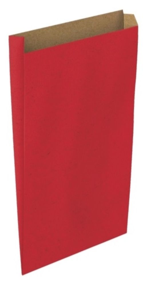 PAQ/12 SOBRE BOLSA PAPEL KRAFT COLOR ROJO 10X3X20CM XXS