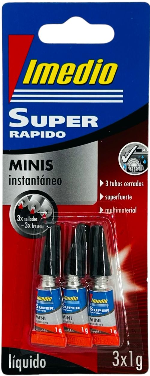 BLISTER 3 TUBOS PEGAMENTO SUPER RAPIDO MINI 1G. IMEDIO