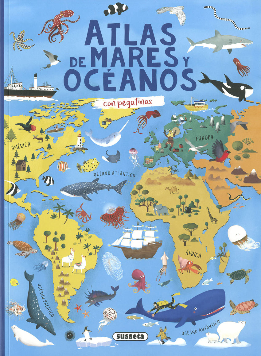 Atlas de mares y océanos con pegatinas