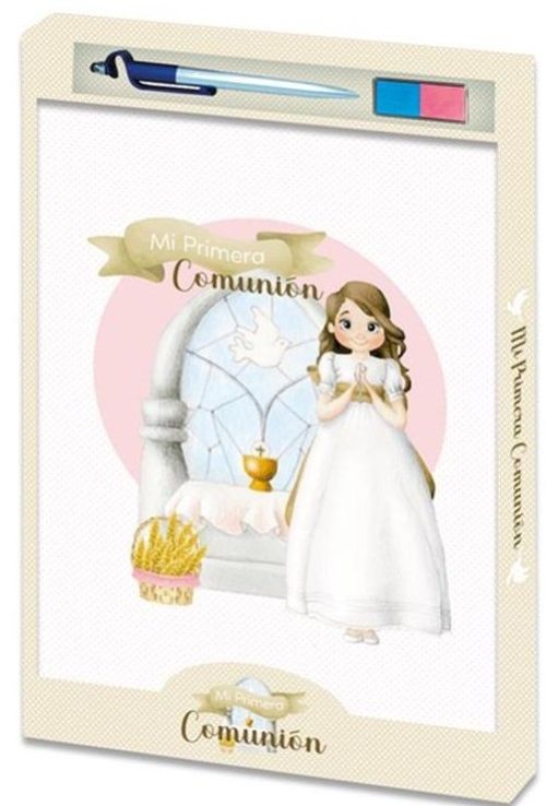 LIBRO COMUNIÓN NIÑA + BOLÍGRAFO + TAMPÓN