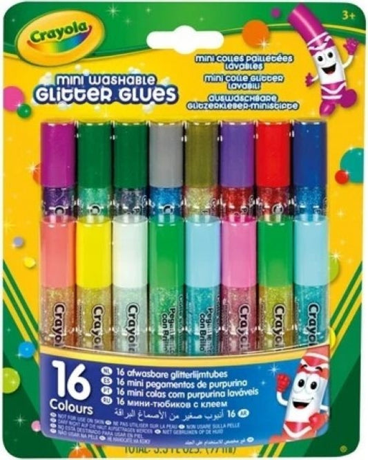 Blister 16 minipegamentos de purpurina 6ml lavables crayola