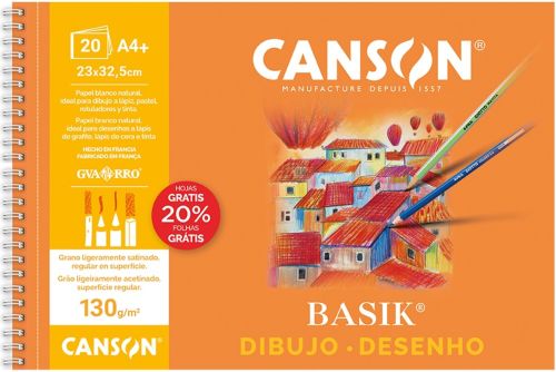 Bloc de dibujo en espiral Basik A4+ 16+4H 130 g. Suave