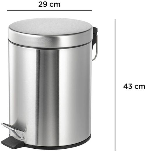CONTENEDORES DE BASURA METÁLICOS CON PEDAL CROMADO 43X29CM 20 LITROS