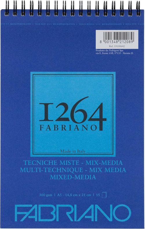 Bloc espiral fabriano 1264 mix-media a5 15h 300g
