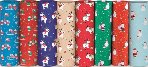 EXP 50 ROLLOS DE PAPEL FANTASÍA REGALO DE NAVIDAD 70X200CM SURTID