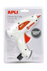 Pistola de pegamento blanca premium de 20 W + 2 barras de pegamento para aplicaciones