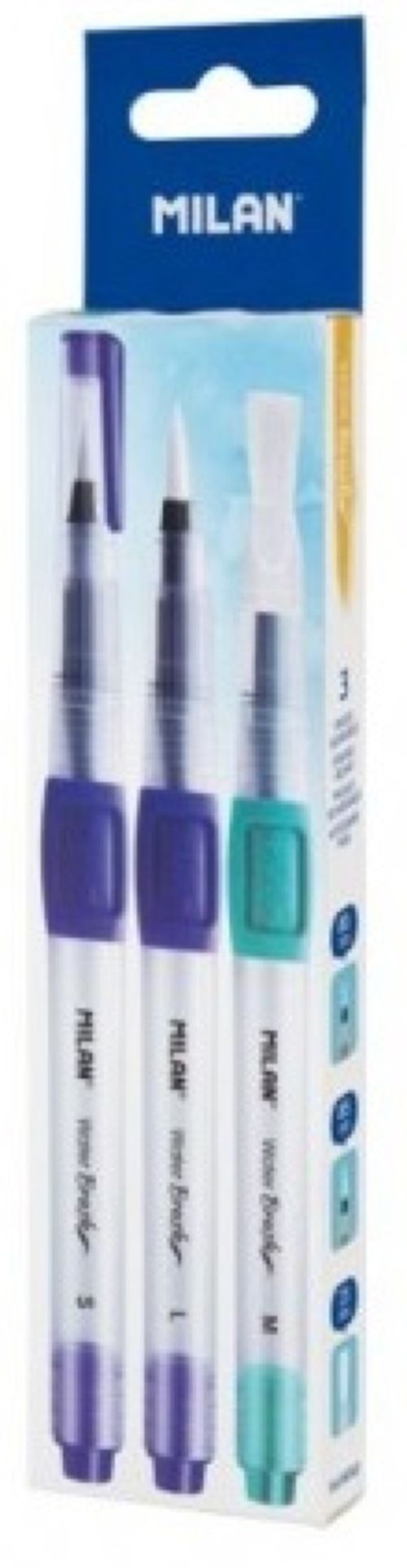 Blister 3 pinceles con deposito de agua puntas s-l-m