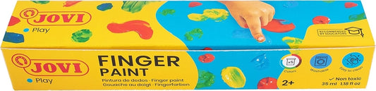 CAJA DE 5 BOTELLAS DE PINTURA PARA DEDOS JOVI DE 35 ML. COLORES INCLUIDOS.