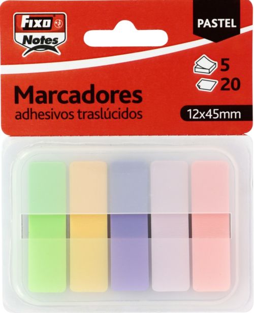 BLISTER 5 MARCADORES AUTOADHESIVOS TRANSLUCIDOS 12X45MM PAS
