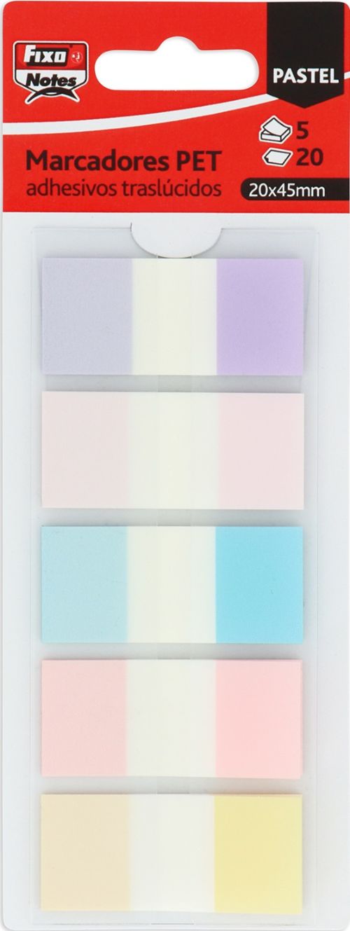 BLISTER 5 MARCADORES AUTOADHESIVOS TRANSLÚCIDOS 20X45