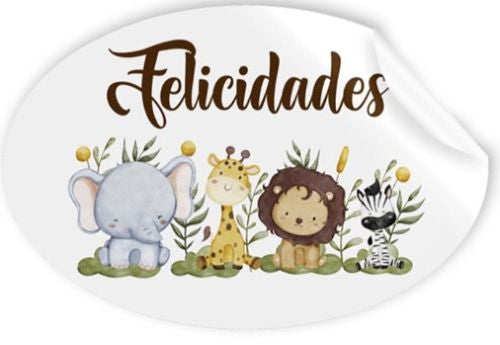 ROLLO DE 250 ETIQUETAS OVALADAS "FELICIDAD"