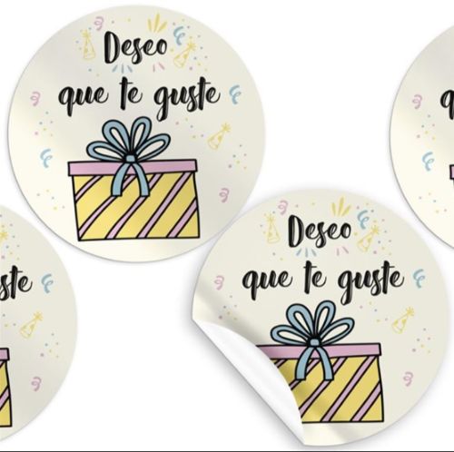 ROLO 250 ETIQUETAS REDONDA DESEO QUE TE GUSTE