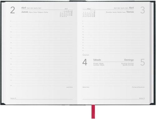 Agenda año 2026 sintex negro 14x20cm día página dohe