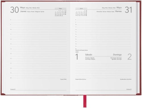 Agenda año 2026 sintex burdeos 14x20cm día página dohe