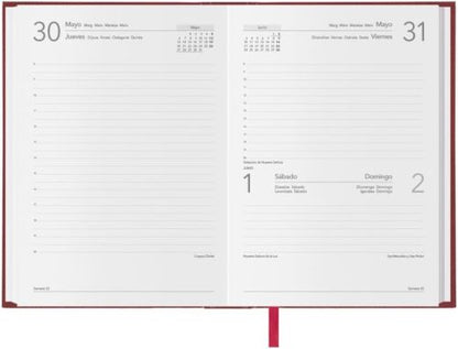 Agenda año 2026 sintex burdeos 14x20cm día página dohe