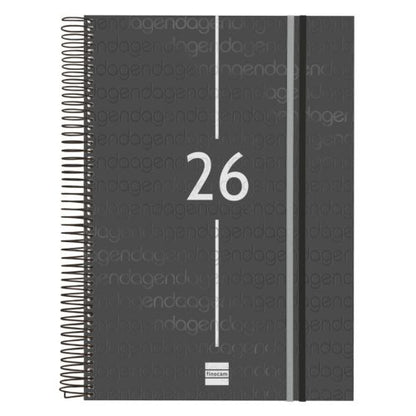 Agenda anual espiral 2026 día página e40 21,0x29,7cm negro