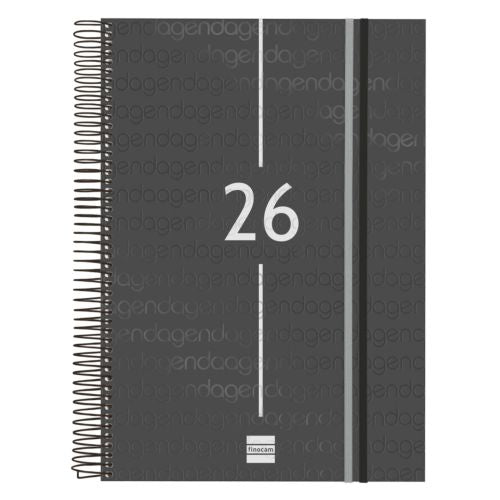 Agenda anual espiral 2026 día página e40 21,0x29,7cm negro