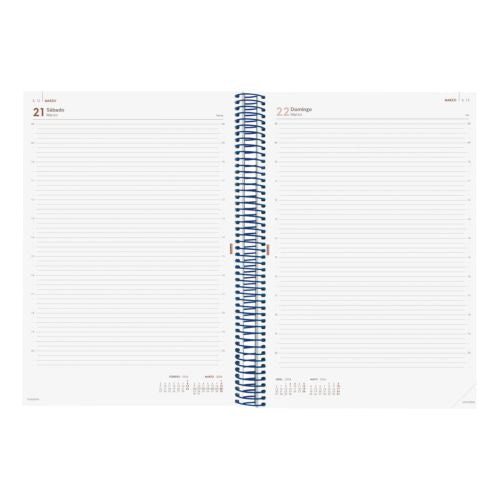 Agenda anual espiral 2026 día página e40 21,0x29,7cm azul