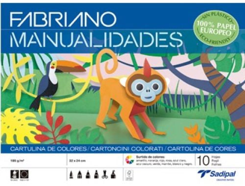BLOQUE DE MANUALIDADES. 10 HOJAS DE CARTULINA DE COLORES INCLUIDAS (32 x 24 cm).
