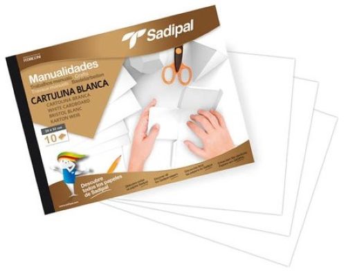 BLOQUE DE MANUALIDADES 10 HOJAS DE CARTULINA BLANCA 32X24CM