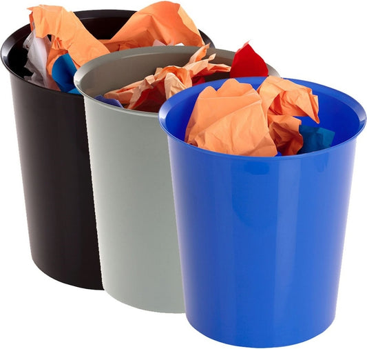 PAPELERA PLASTICO COLOR NEGRO 18L