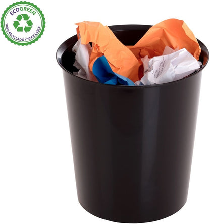 PAPELERA PLASTICO COLOR NEGRO 18L