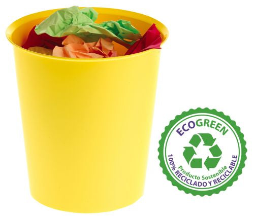 Papelera de plástico amarillo, 18 litros
