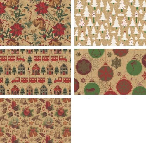 Paquete 50 ROLLOS DE PAPEL KRAFF NADAL DE 70X200 CM