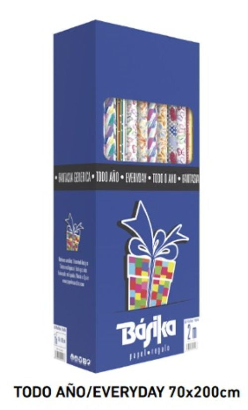 EXP 50 ROLLITOS PAPEL REGALO TODO AÑO 70X200CM