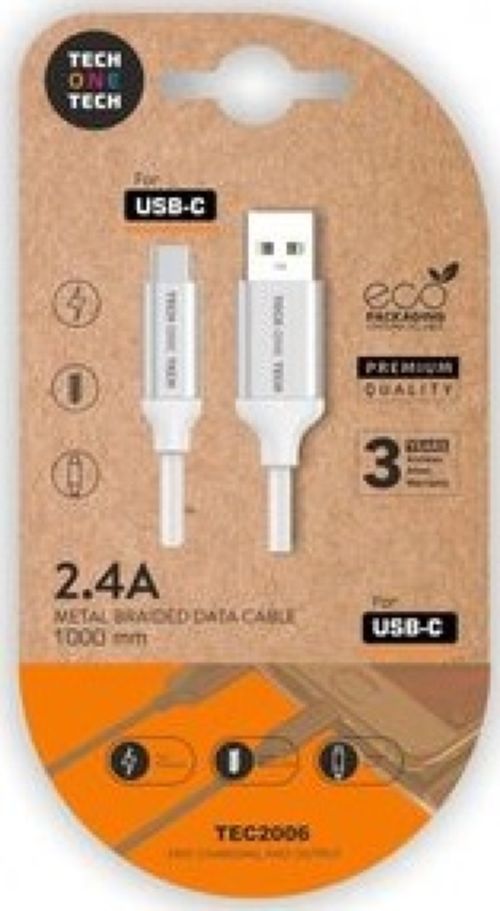 BLISTER CABLE DE DATOS USB-C 1M COR BRANCO NYLON