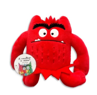Monstruo de peluche pequeño de color rojo, 15 cm